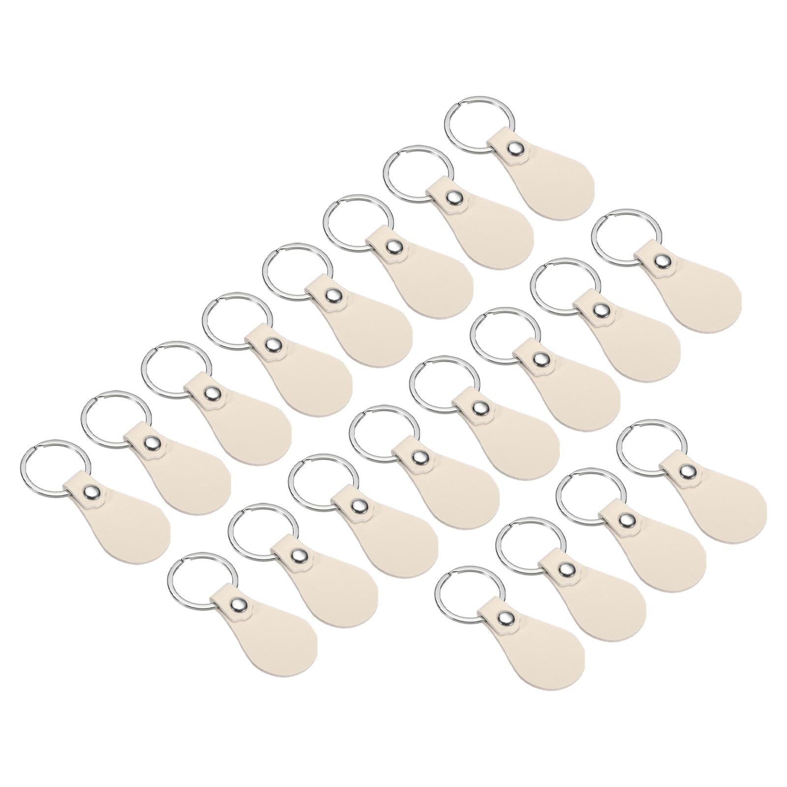 PATIKIL Leather Key Fob Kit, 20 Pack PU Leather Key Fob Blanks with Rivets and Key Rings DIY Keychain for Laser Engraving Leather Making, White