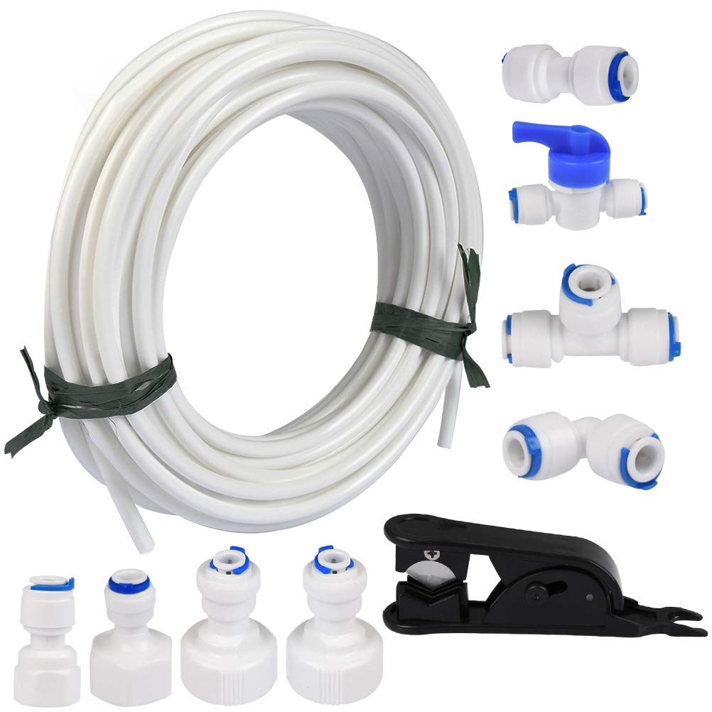 HONMIED 15M Water Supply Pipe Universal Connection Set,1/4" Hose Connector for Refrigerator,Refrigerator Hose,Water Hose