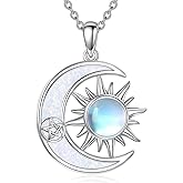 LUHE Star Moon Necklace for Women Sterling Silver Moon Pendant Necklace Star Jewelry Gifts for Women