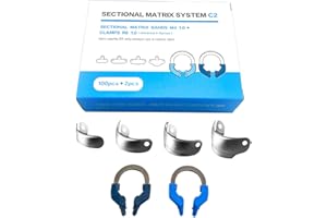 Windplusya Dental Sectional Matrix System, Dental Sectional Contoured Matrices Refill Matrix Bands, Sectional Contoured Metal Matrices, Nickel Titanium Clamp Ring Resin Holder Clip Ring-C2