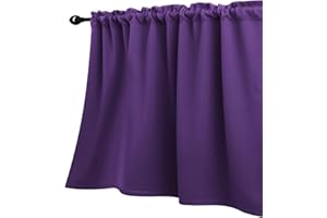 KOUFALL Royal Purple Valance for Living Room Set of 1 Pack Room Darkening Thermal Insualted Blackout Dark Purple Heat Blocking Valance for Bedroom Girls Room 52x18 Long Deep Eggplant