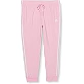 adidas Women's Standard Essentials Warm-Up Tapered 3-Stripes Track Pants, True Pink/White (Primegreen), 3X