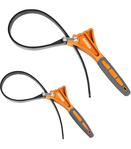 ValueMax 2-Piece Adjustable Strap Wrench Set - Small (4") & Large (6") For Oil Filters, Jars, Plumbing - Non-Slip Grip