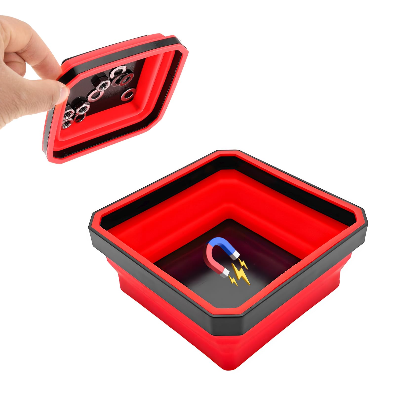 Yourkar Collapsible Magnetic Parts Tray, 4.5 Inch Foldable Magnetic ...
