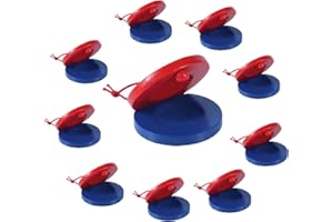 10pcs Wooden Castanets, 2.17in Wooden Finger Castanets Hand Clapper Finger Percussion Rhythm Instrument for Musical Education