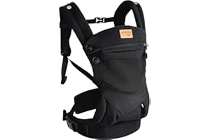 vrbabies Baby Carrier Newborn to Toddler, Ergonomic Safe Soft Breathable Infant Carrier with Adjustable Head Neck Support - Outdoor Kangaroo Front & Back Carry Baby Carriers for Baby 8-40lbs (Black)