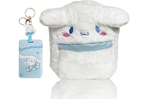 HOLYMID Kawaii Backpack with Retractable Card Badge Holder for Teens Women, Cute Cartoon Plush Mini Backpack Purse Shoulder Bag Bookbag Travel Daypack