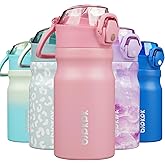 BJPKPK Stainless Steel Insulated Water Bottle with Straw Lid 14oz Reusable Metal Thermal Flask Bottles Keep Cold and Hot,Light Pink
