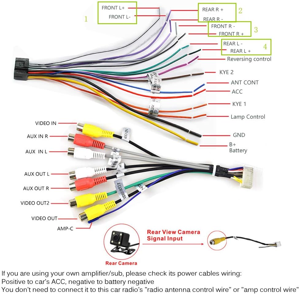 RCA 20-PIN Adapterkabel Für Android Autoradio - AUX, Subwoofer & Mikrofon Anschluss
