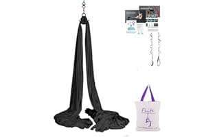 F.Life Aerial Silk 10 Yards Kit Durable Aerial Yoga Hammock with Hardware & Guide Aerial Swing for Acrobatic Flying Yoga