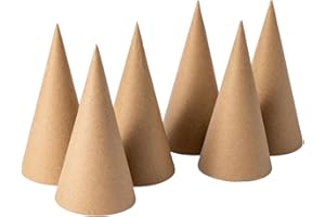 Ruisky 6PCS 5.9in Paper Mache Cones, Open Bottom Cardboard Craft Cones for DIY Art Projects,Halloween and Christmas Tree Decorations (Brown)