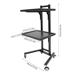 CNCEST 2-Tier Metal Rolling Cart, Foldable Salon