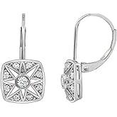 Marilyn Monroe Vintage Square Drop & Dangle Earrings | 14K Yellow Gold, Rhodium Plated 925 Sterling Silver Leverback Earrings for Women | 1 Carat Round Cut Cubic Zirconia CZ Simulated Diamond