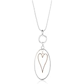 welbijoux Necklaces for Women Heart Pendant Long Sweater Layered Y Statement Lariat Silver Rose Gold Chain Necklace with Gifts Box