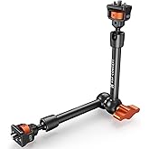 K&F CONCEPT 11" Magic Arm 1/4" Screw 360° Ball Heads Articulating Friction Camera Arm Mount for Monitor, LED Light, Webcam, Microphone, Camera Cage