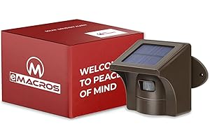 eMACROS Long Range Solar Wireless Driveway Alarm Outdoor Weather Resistant Motion Sensor & Detector-Security Alert System-Monitor & Protect Outside Property (only Sensor)