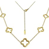 Aimétte Monette 18K Gold/Silver Plated Four Leaf Clover Necklace Dainty Non Tarnish Gold Necklace for Women Trendy Lucky Jewelry Gift Valentines Day Gifts