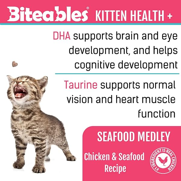 GET NAKED BITEABLES NATURAL SOFT TREATS FOR CATS, KITTEN HEALTH PLUS, SEAFOOD MEDLEY RECIPE, 3 OZ, 1 POUCH
