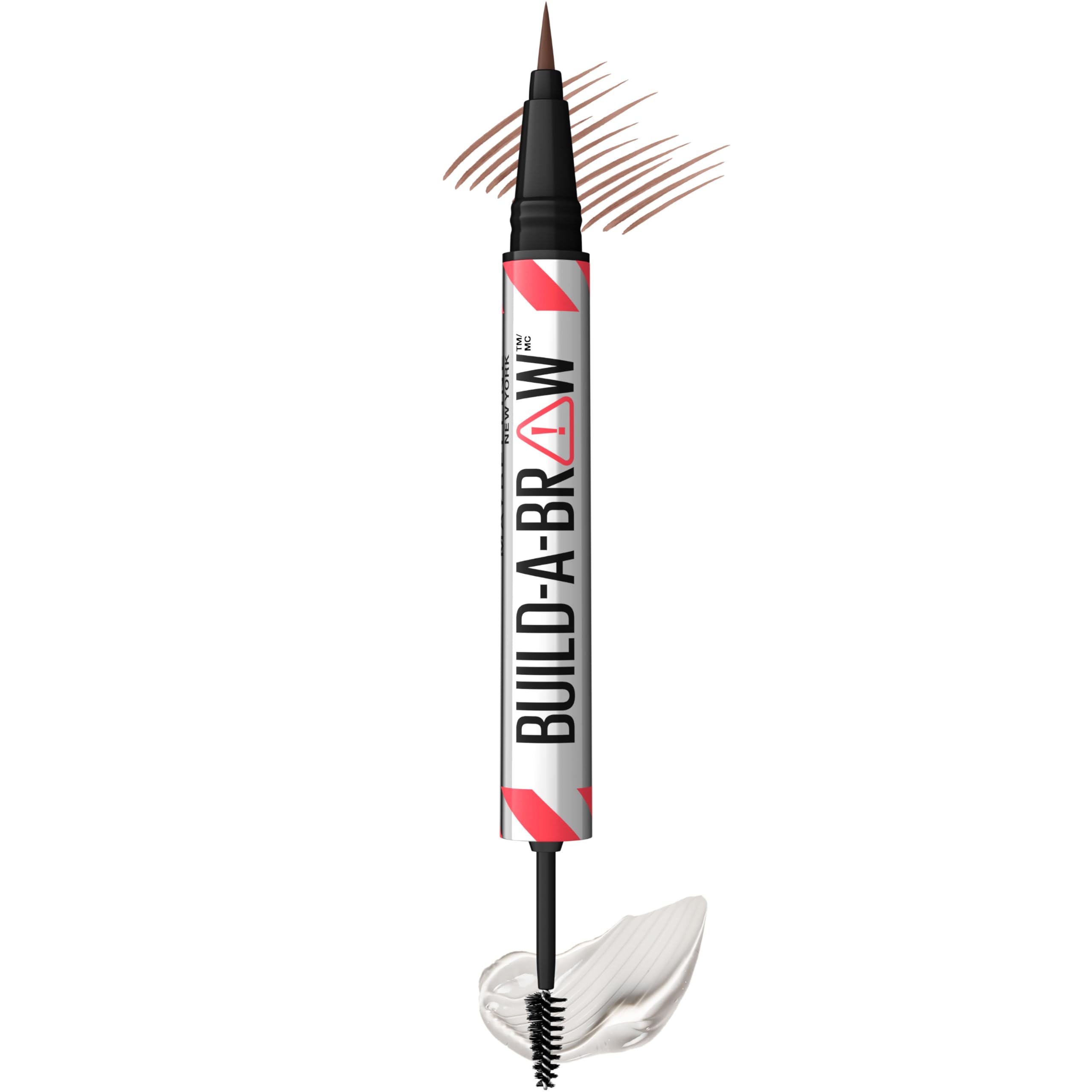 Photo 1 of Maybelline Build-A-Brow 2-in-1 Brow Pen and Sealing Eyebrow Gel, Eyebrow Makeup for Real-Looking, Fuller Brows, Medium Brown, 1 Count