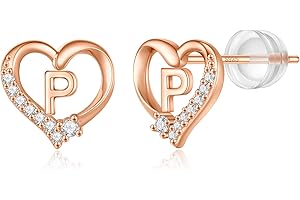 CIVOKINA Earrings for Girls Kids, 925 Sterling Silver Post Hypoallergenic Girls Earrings CZ Letter Earrings for Girls Teen Girls Initial Earrings for Girls Teen Girls Kids Toddler Christmas Gifts