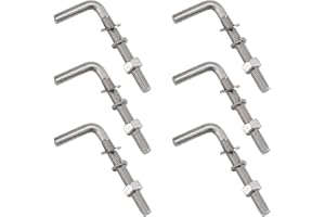 (6 Pieces) M8x100mm L Shaped Threaded Bolt Kits 304 Stainless Steel Foundation Anchor Bolts Square Screws Hooks For Hanging