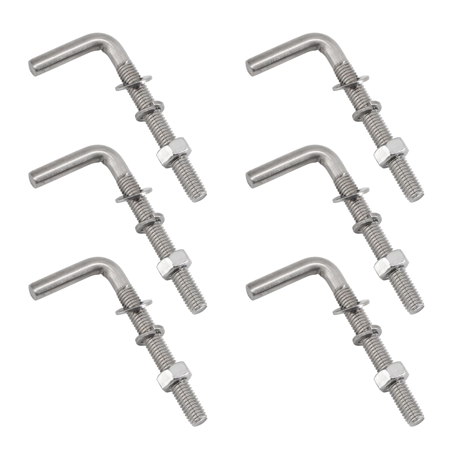 Photo 1 of (6 Pieces) M8x100mm L Shaped Threaded Bolt Kits 304 Stainless Steel Foundation Anchor Bolts Square Screws Hooks For Hanging