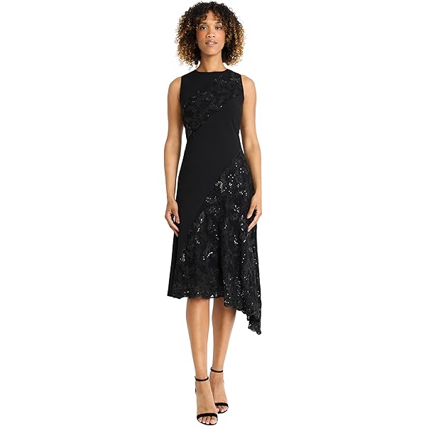 Amazon.com: Maggy London Women's Dresses Elegant Lace Midi Dress - Sequin  A-Line Cocktail Gown - Halter Neck Wedding Guest Outfit
