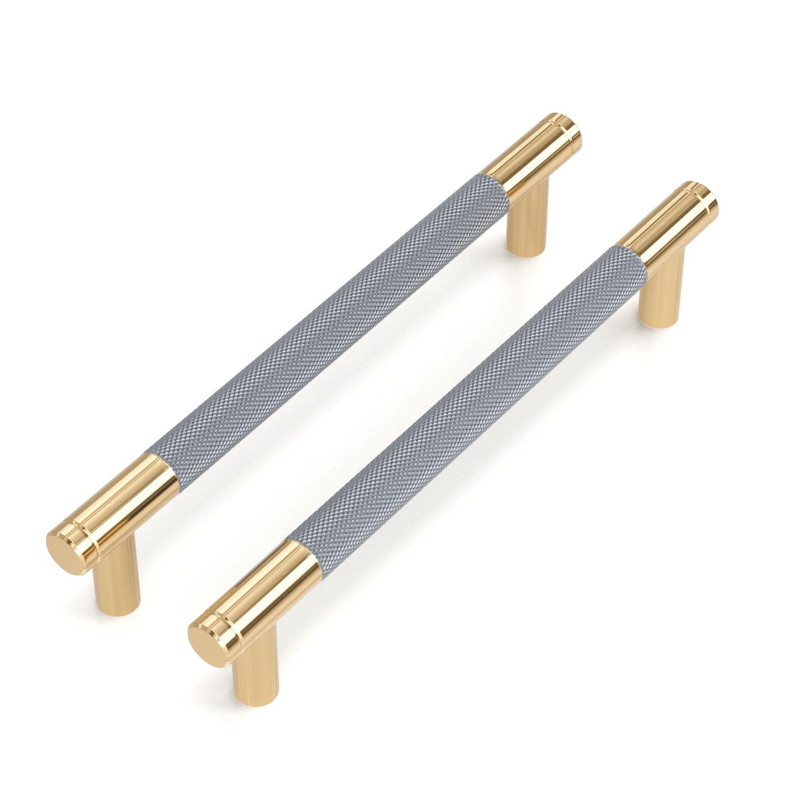 LONTAN 2 Pack Grey Kitchen Cupboard Handles 160mm Gold Cabinet Handles Aluminum Alloy Drawer Pulls for Wardrobe Bathroom Cabinet Kitchen