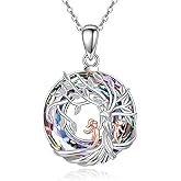 HKPATOP Tree Of Life Necklace Sterling Silver Mother Daughter Necklace Crystal Tree Of Life Pendant Jewelry Gift For Mom Grandma Women Wife