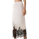 MakeMeChic Women's Floral Lace Maxi Skirt Low Waist A Line Elegant Flowy Long Skirts
