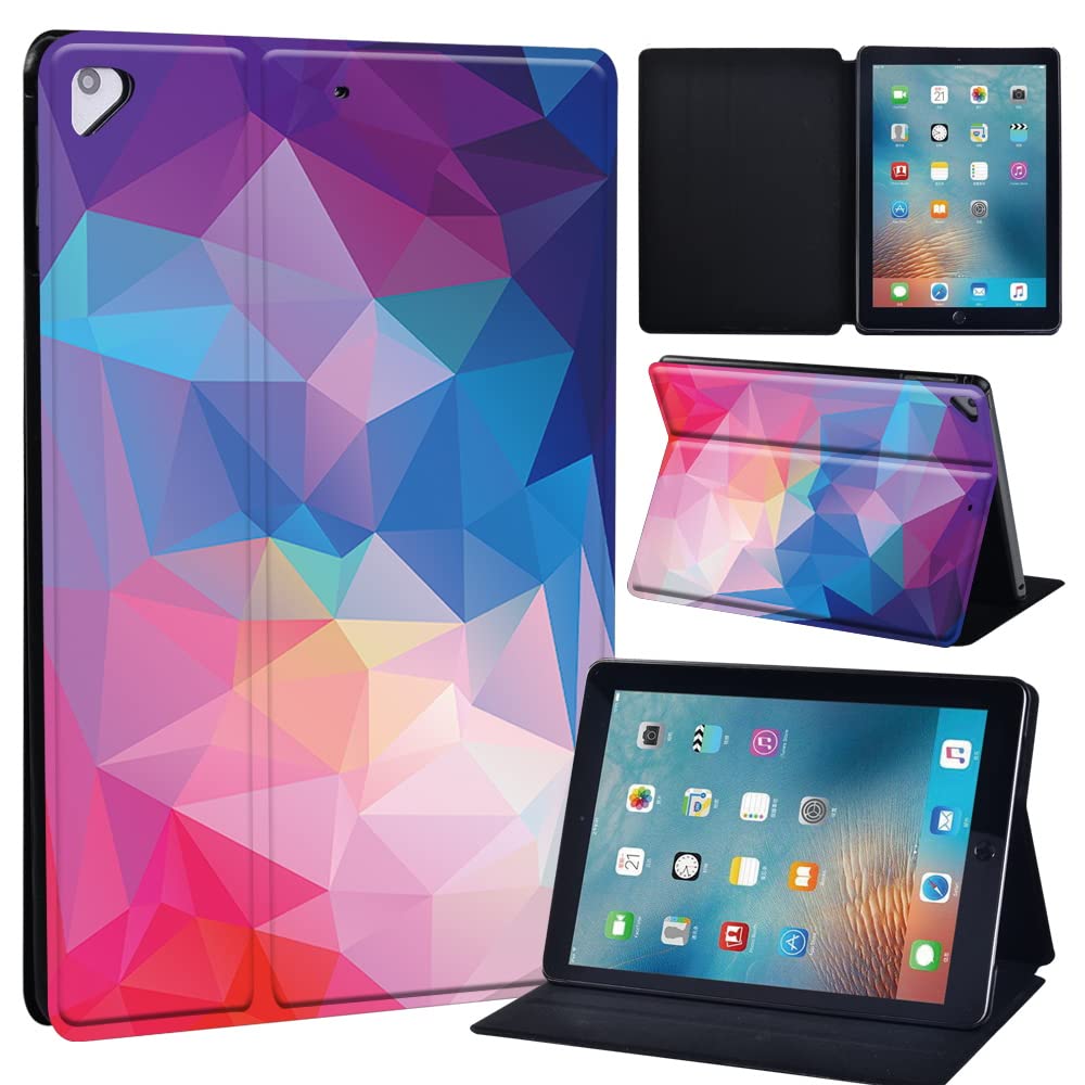 Leather slim lightweight Stand Cover Case for Apple New iPad 9.7 2018 2017(6th Gen, 5th Gen)/iPad Air 2/iPad Air/iPad Pro 9.7 Tablet with Auto Wake/Sleep (abstract geometric 1)