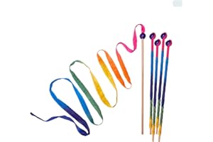 Sarah's Silks Rainbow Streamer - 8' Long Ribbon Wand for Kids, Pretend Play, Dance, Baton Stick Twirling, and Gymnastics Party Favors | 100% Silk and Wood Montessori and Waldorf Toys