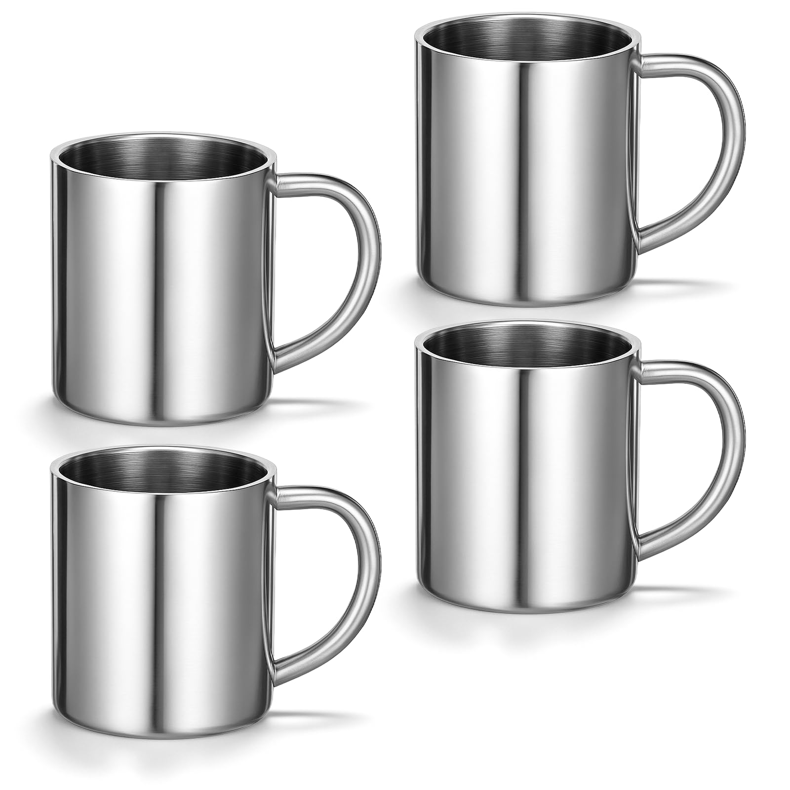 Photo 1 of 4 Packs Small Stainless Steel Coffee Mug, 7.5oz/220ml Metal Camping Coffee Mugs Unbreakable Tea Cups Portable Water Drinking Cups with Handle for Home Camp Travel Cold or Hot Drinks, Dishwasher Safe