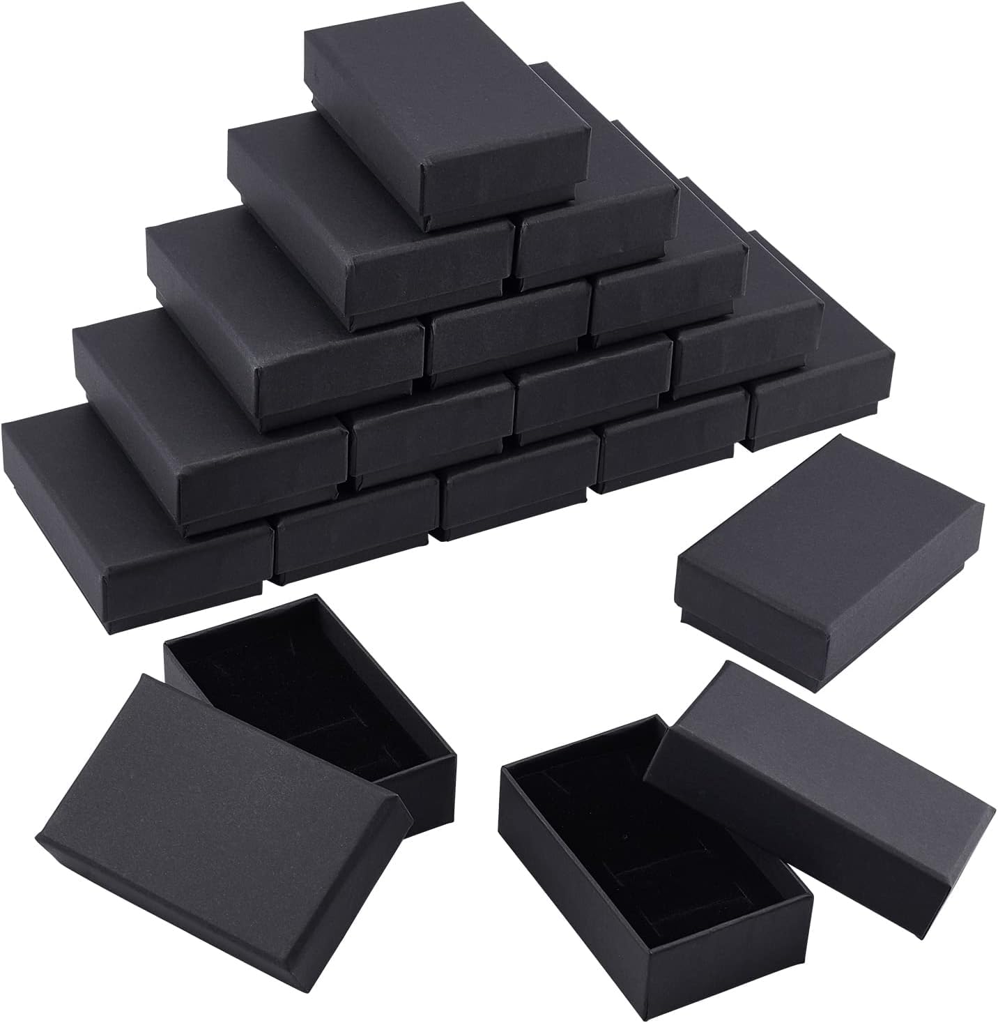 KBNIAN 24Pcs Cardboard Jewelry Box, Jewellery Gift Box Kraft Paper Jewelry Packaging Box with Lid Rectangle Jewelry Organizer Holder for Necklace Bracelet Ring Gifts Display- (Black)