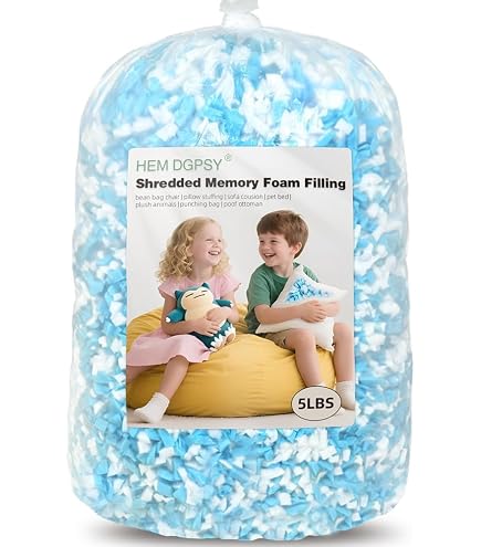 Amorstra 30lbs Shredded Memory Foam Bean Bag Filler – CertiPUR-US Certified, Vacuum Packed, For Pillows & Dog Beds