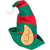 Ankelesz Santa Hat Christmas Elf Hat with Attached Ears Green and Red,Christmas Hats for Kids