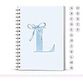 foedor Blue Bow Journal Notebook for Girls,Initial L Journals Personalized Diary Gifts for Teen Girl Kids,Monogrammed Gifts for Women,Trendy Coquette Cute Hardcover Spiral Notebook 5.5 x 8.3
