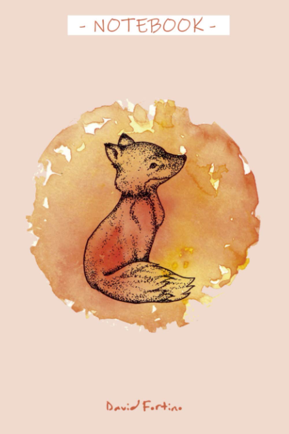 WATERCOLOR SITTING FOX NOTEBOOK: School Notebooks, Fox Composition Notebook, Fox Gifts, Cute Composition Notebooks, College Notebooks, 6" x 9", 120 Lined Pages in two shades of gray