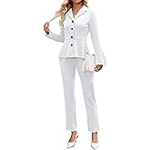 Women's Business Pant Suits Dressy Casual Long Sleeve 2 Piece Blazer Set for Office Work Outfits 2025