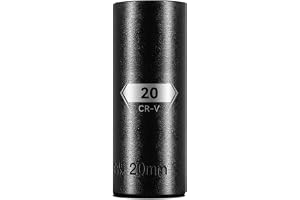 BLACKROBOT 1/2 Inch Drive 6-Point Deep Socket, 20mm Deep Impact Socket, CR-V Steel