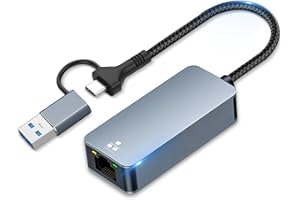 LBSC 2-in-1 USB C to Ethernet Adapter 2.5Gbps, Type-C to RJ45 Ethernet Adapter with USB-A 3.0 Port, 2500Mbps Gigabit Wired Internet for MacBook Pro/Air, iPad Pro, iPhone 15/16 Pro Max, Windows/MacOS
