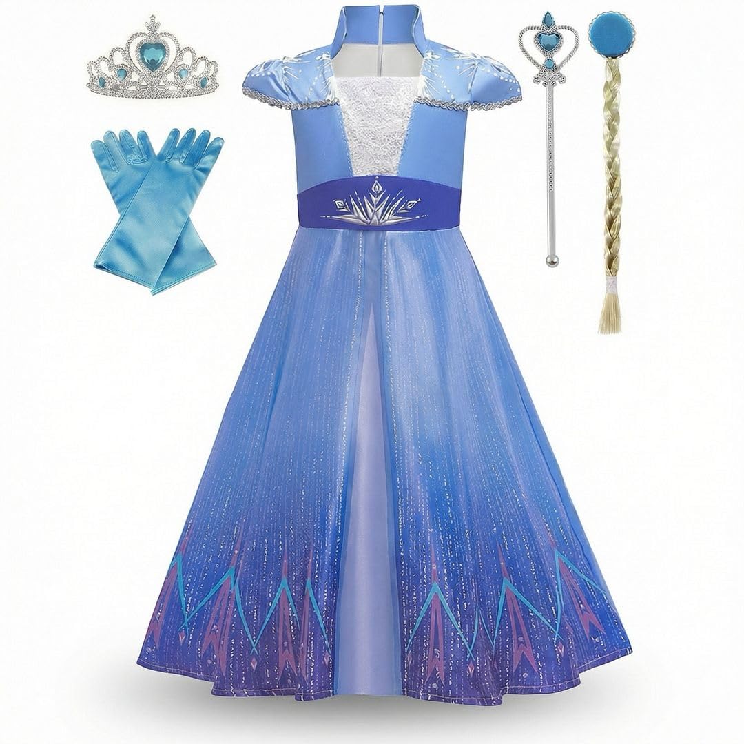 COLOR PRINCE Princess Costumes for Girls, Ice Princess Dress Up Set & Accessories - Kids Fancy Dress for Birthday and Halloween Parties, Age 3 to 4