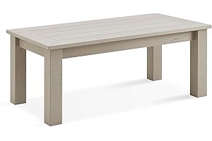 Psilvam Outdoor Coffee Table, 47.2" Poly Lumber Modern Rectangle Large coffee table, Weatherproof patio coffee Table That Never Rot and Fade, Patio Furniture suit for Porch, Balcony, Living Room(Grey)