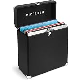 Victrola Collector - Vinyl Record Storage Case, Holds 30+ LPs - Black | Vinyl record storage case, holds 30+ LPs (33/45/78), corner guards, heavy-duty hinges, dust and scratch protection