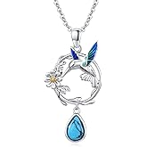 CUOKA MIRACLE Turquoise Hummingbird Necklace S925 Sterling Silver Turquoise Hummingbird Necklaces For Women Hummingbird Jewelry Gifts For Women