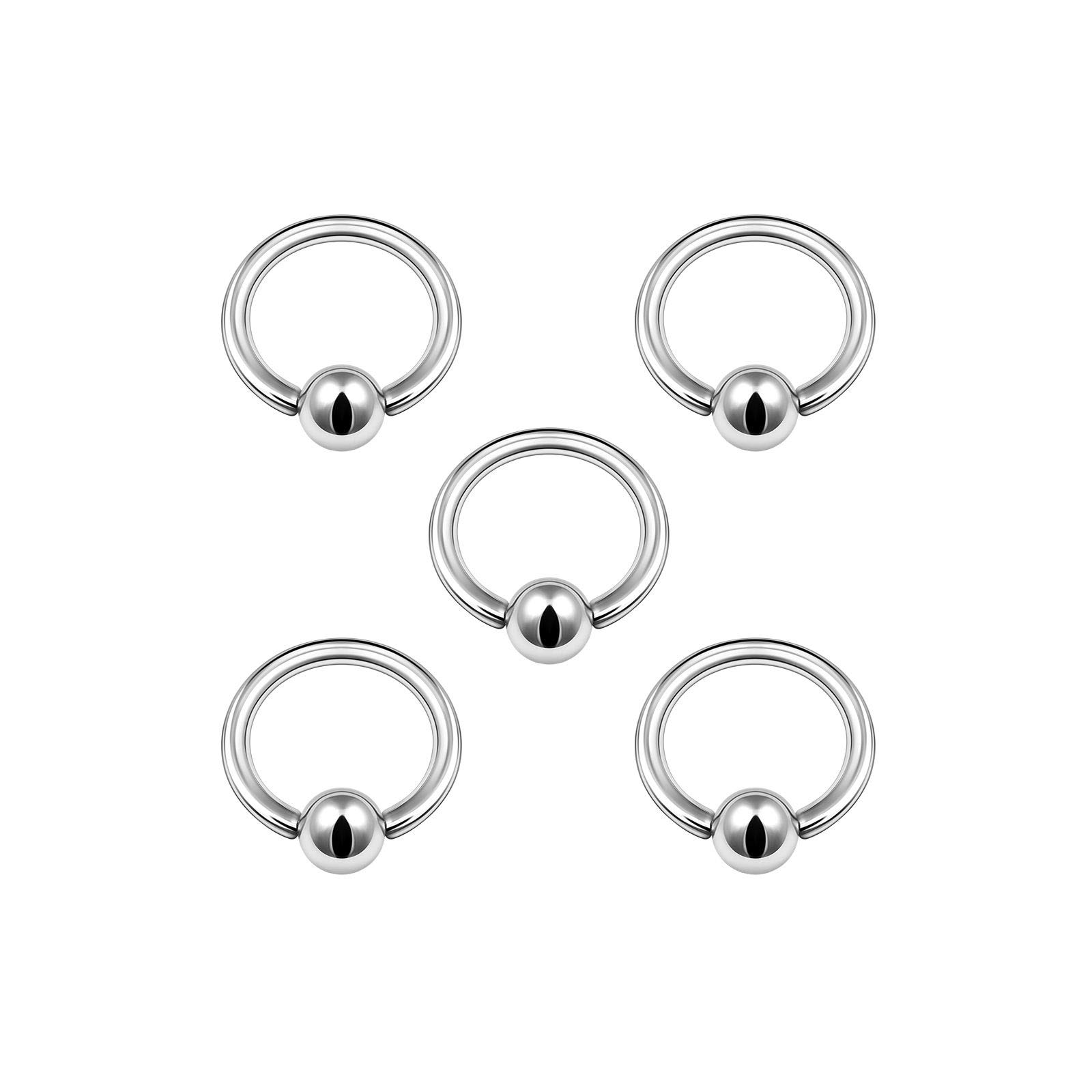 BanaVega 5PCS Stainless Steel BCR Earrings 16g 1/4 6mm 3mm Ball Cartilage Tragus Nose Septum Earrings Eyebrow Piercing Jewellery 5004