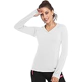 Soneven Women's Thermal Fleece Running Shirts Compression Shirts Quick Dry Workout Pullover Tops with Thumb Holes