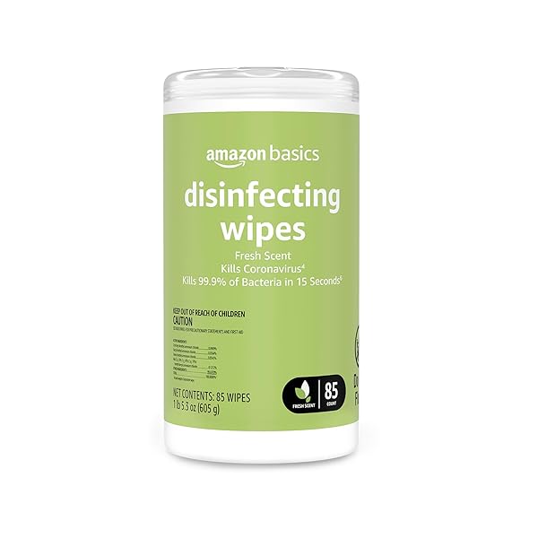 AMAZON BASICS DISINFECTING WIPES, FRESH SCENT, 85 COUNT