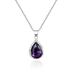 Linawe Amethyst Crystal Silver Chain Necklace for