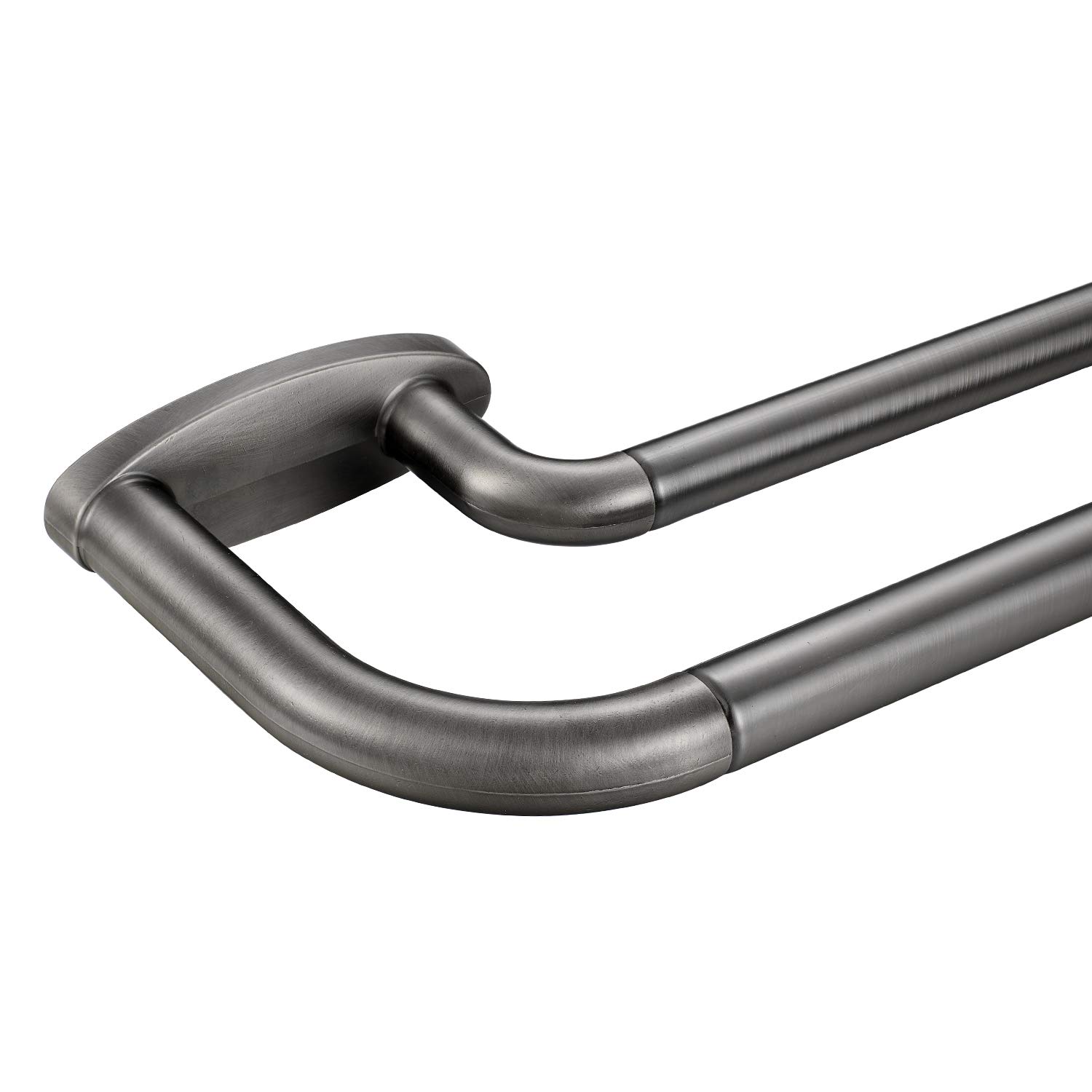 Double Curtain Rods Matte Brushed Grey,Room Darkening Curtain Rod 28-48 Inches,Adjustable 3/4 Inches Front and 5/8 Inches Back Quality Metal Window Curtain Rod,Wrap Around Design